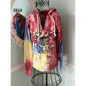 Ron Jon Surf Shop Hoodie Womens Medium Red Yellow Blue Good Tie Dye Orange Beach